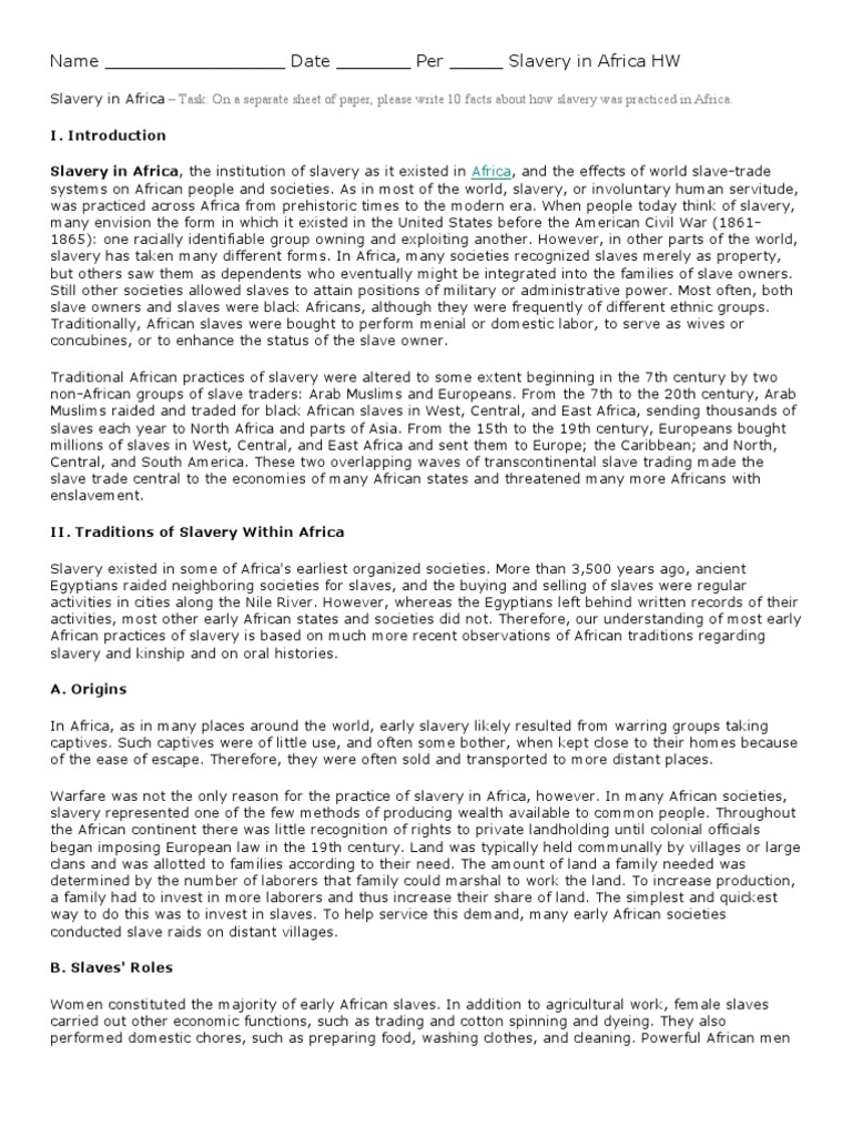 Slavery in Africa | PDF | History Of Slavery | Slavery