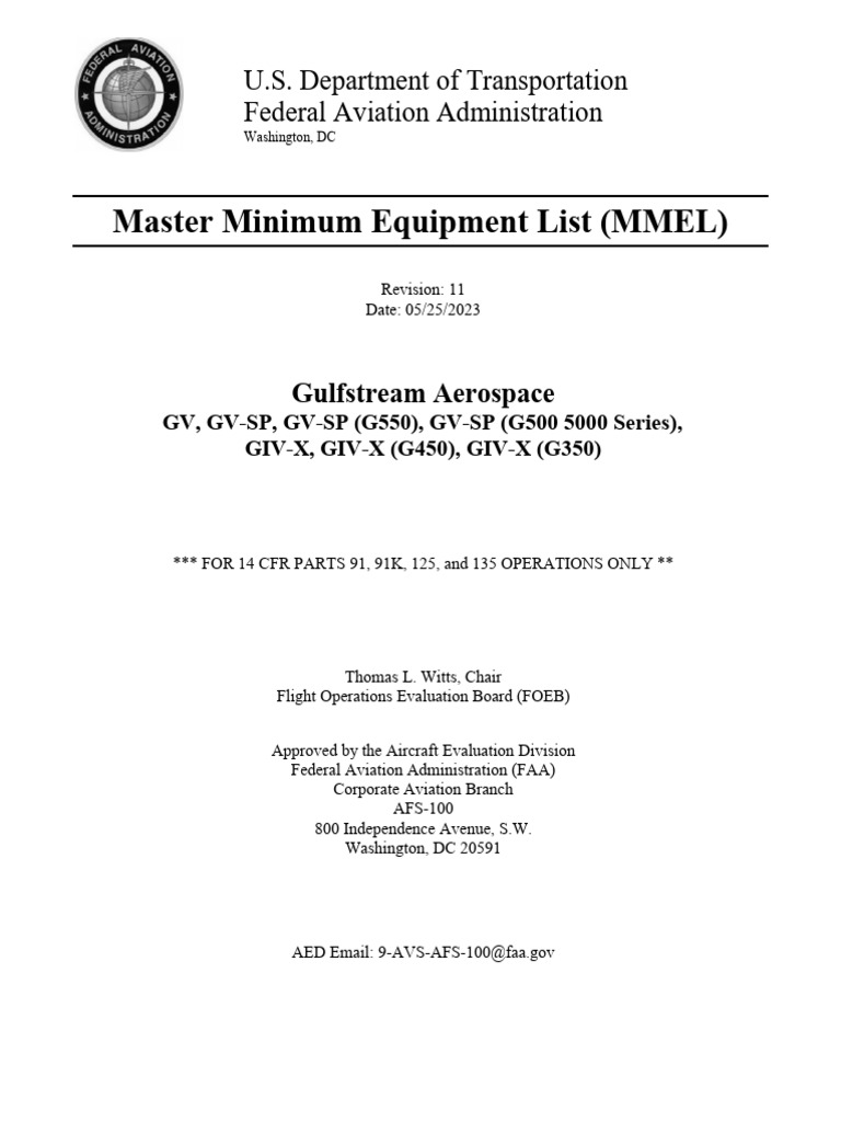Gulfstream MMEL Revision 11 Guide | PDF | Federal Aviation ...