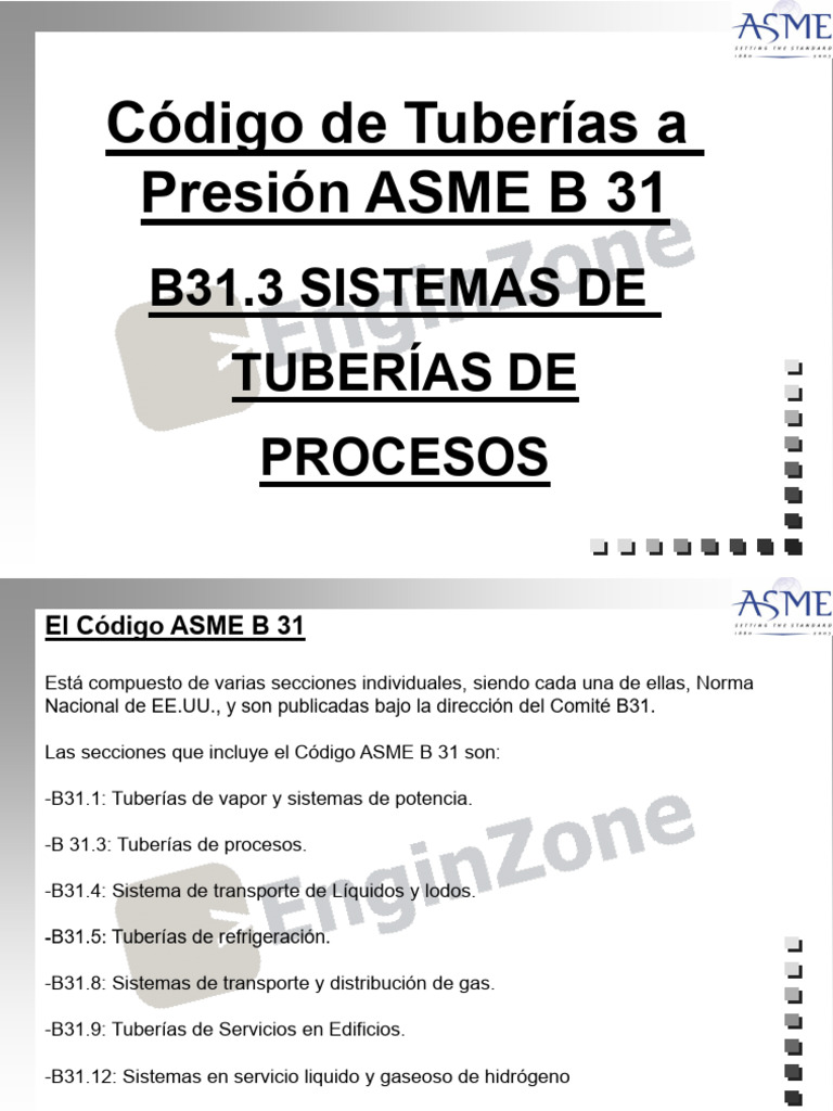 Código ASME B31.3 para Tuberías de Procesos | PDF | Gases | Tubería ...