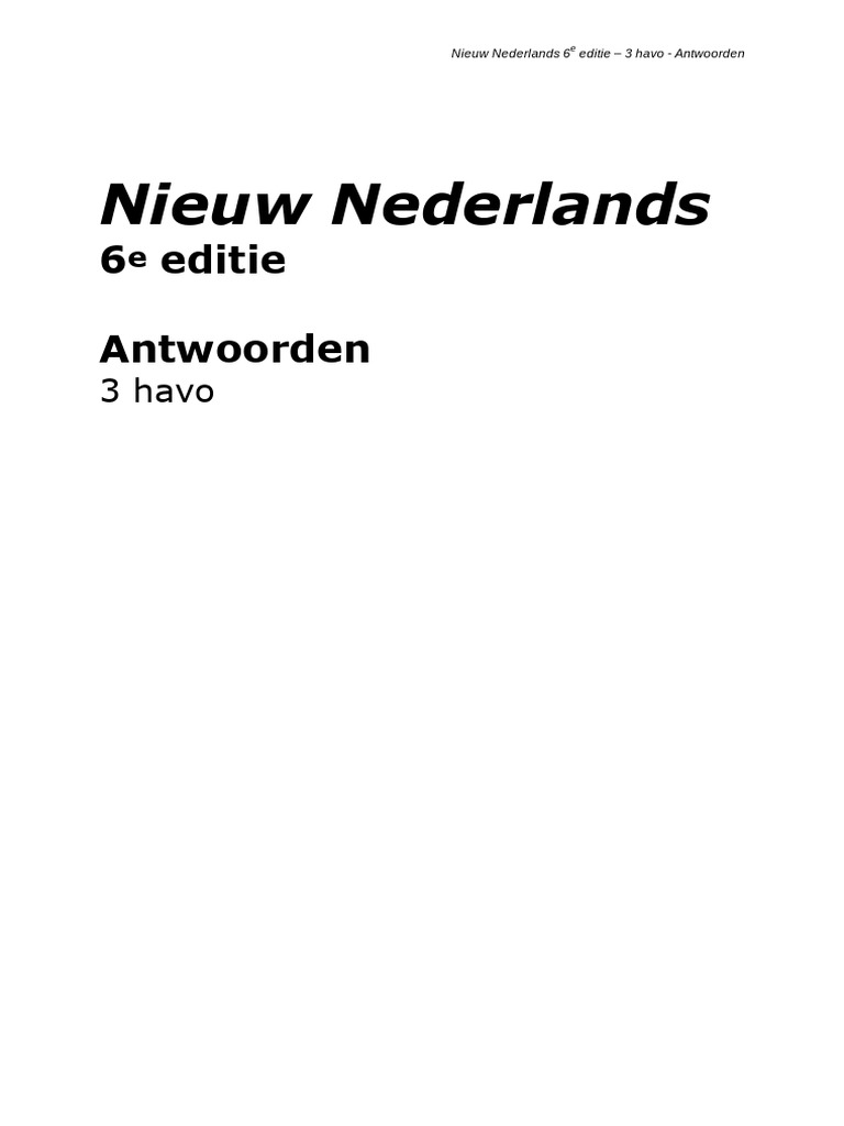 Nieuw Nederlands Havo 3 Antwoorden Pdf