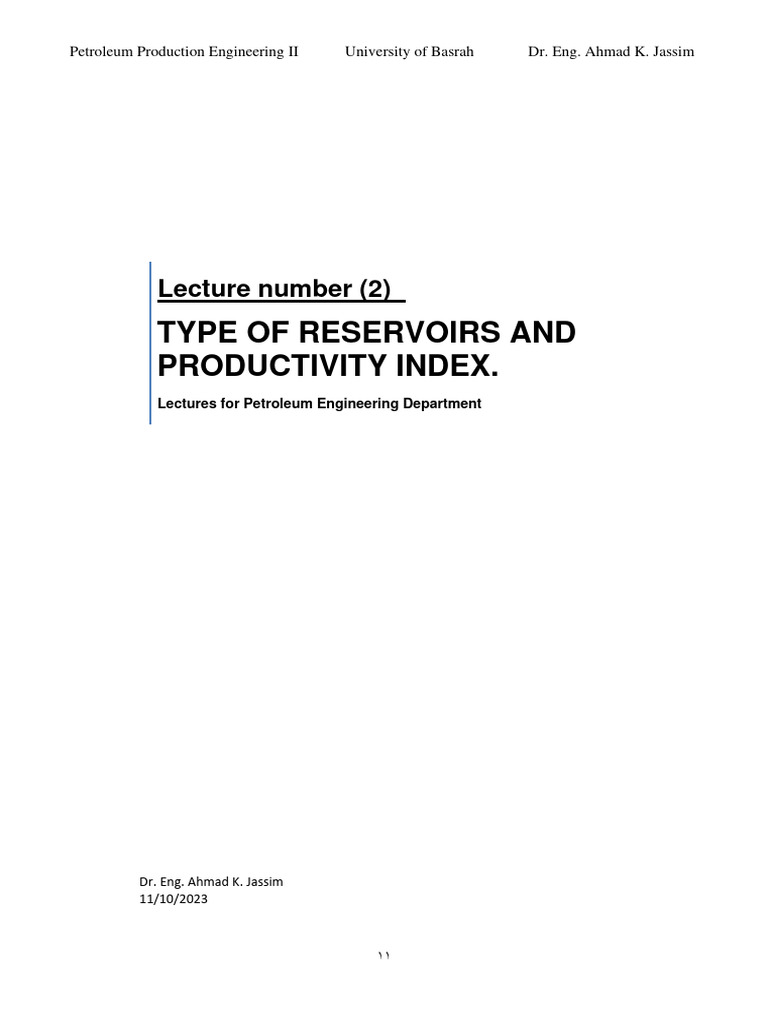 Type of Reservoirs and Radial Flow in Reservoirs. PDF Petroleum