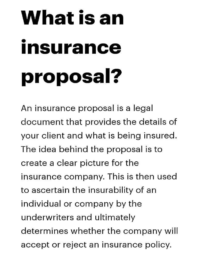 Insurance Proposal Motor Insurance PDF