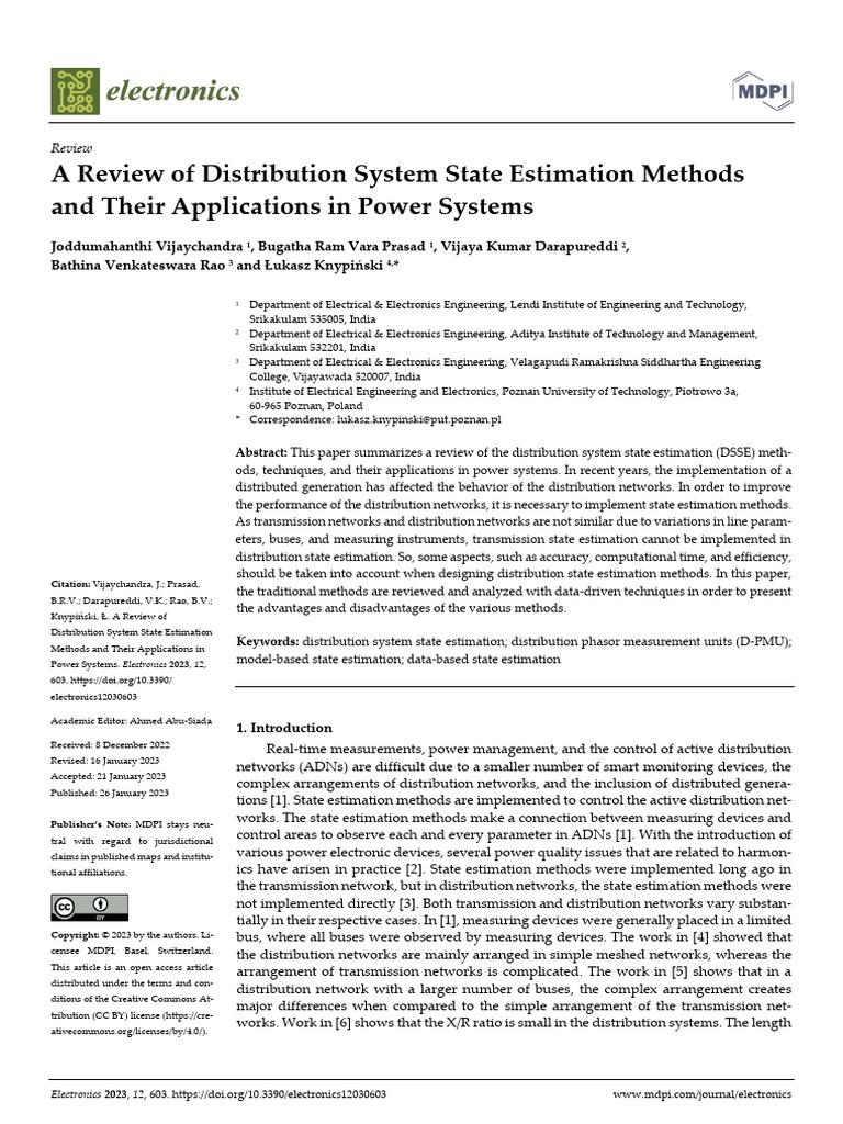 A Review of Distribution System State Estimation M | PDF | Kalman ...