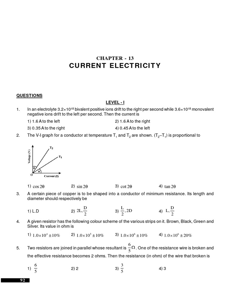 13 Current Electricity PDF Materials Electrical Engineering