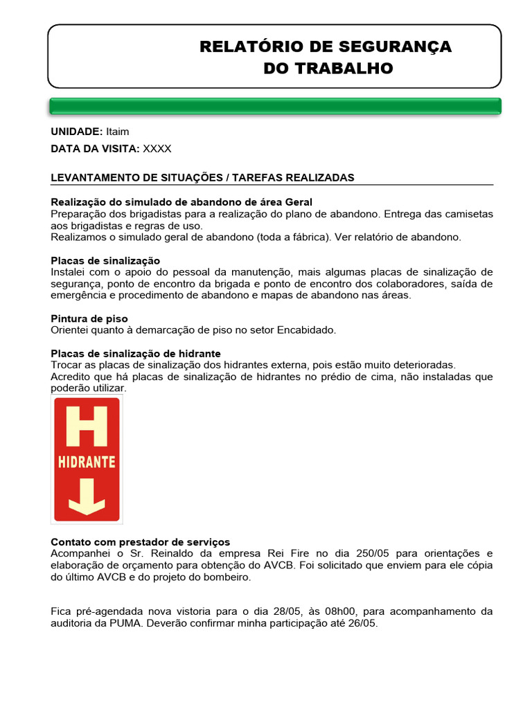 Relatório de Segurança Do Trabalho 04 | PDF