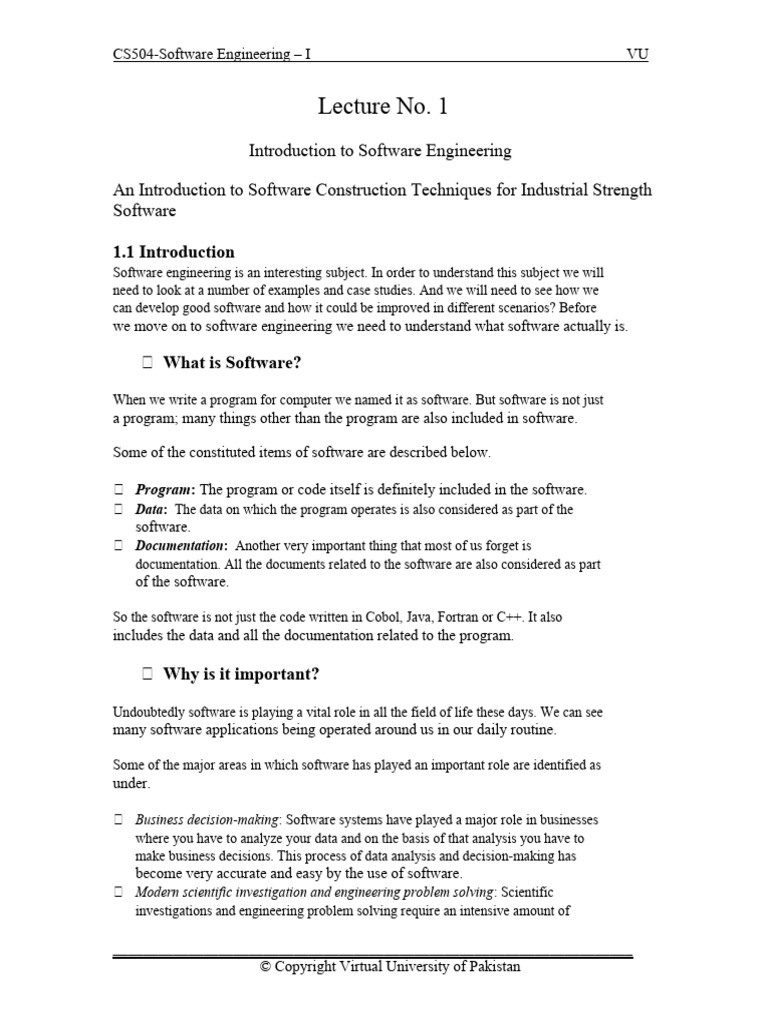 Lec 1 | PDF | Engineering | Software