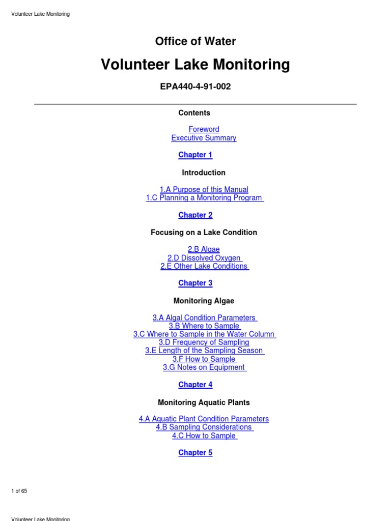 Volunteer Lake Monitoring Methods Guide | PDF | Eutrophication | Lake