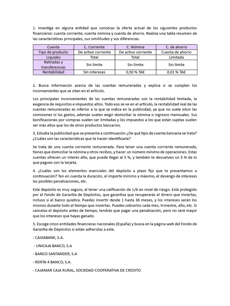 Gestión Financiera Unidad 4 Ejercicio 1 Al 15 | PDF | Bancos | Pensión