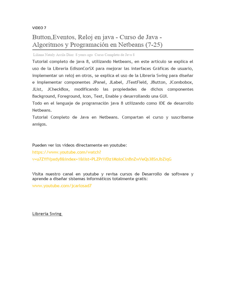 VIDEO 7 Curso Java | PDF | Informática