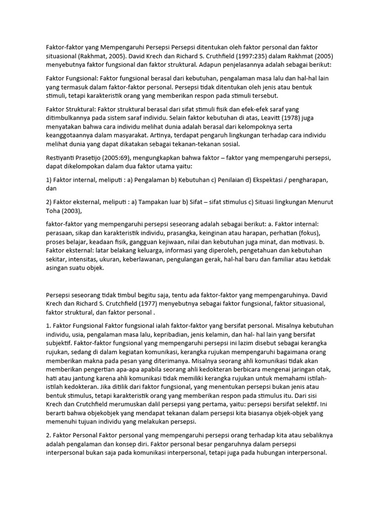 Faktor Mempengaruhi Persepsi Manusia | PDF