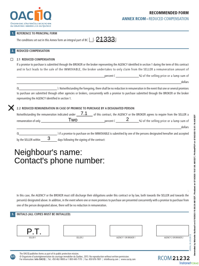 OACIQ Promise to Purchase Guidelines | PDF | Sales | Economies