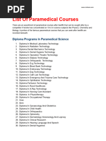 Paramedical Courses List PDF