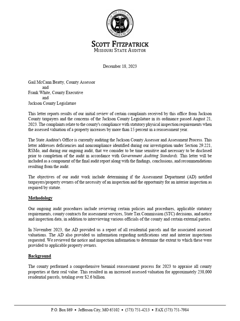 Initial review of Jackson County property tax assessment PDF Audit