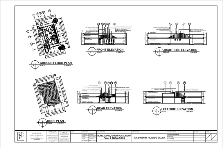 Bungalow Floor Plan and Elevations | PDF | Glasses | Building