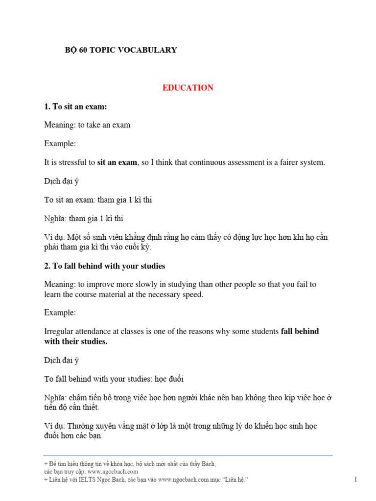 B 60 Topic Vocab Đơn Gi N | PDF