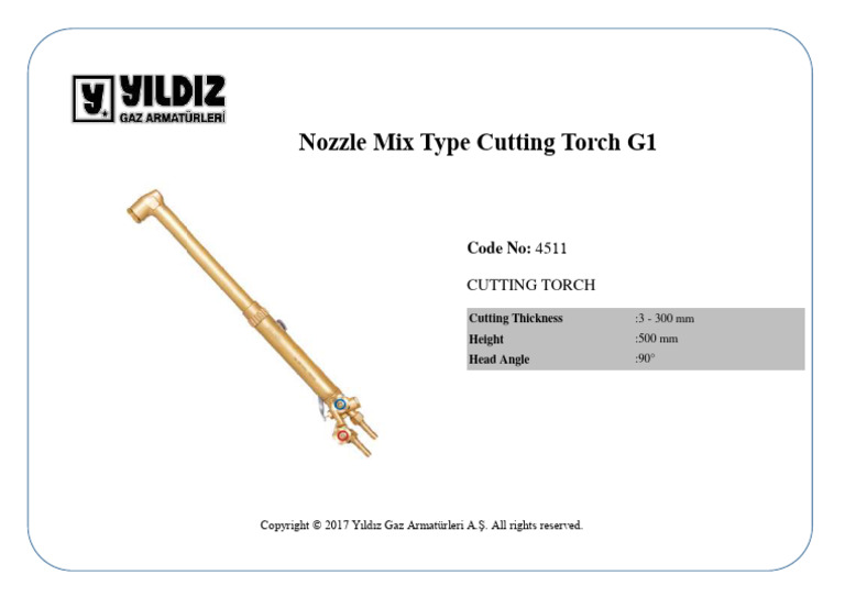 Nozzle Mix Type Cutting Torch G1: Code No: 4511 | PDF