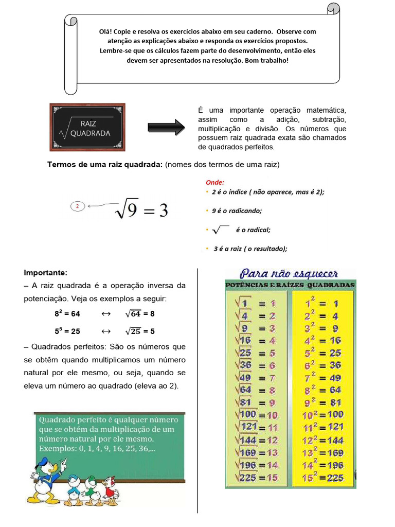 Atividade 4 - Raiz Quadrada | PDF | Raiz quadrada | Números