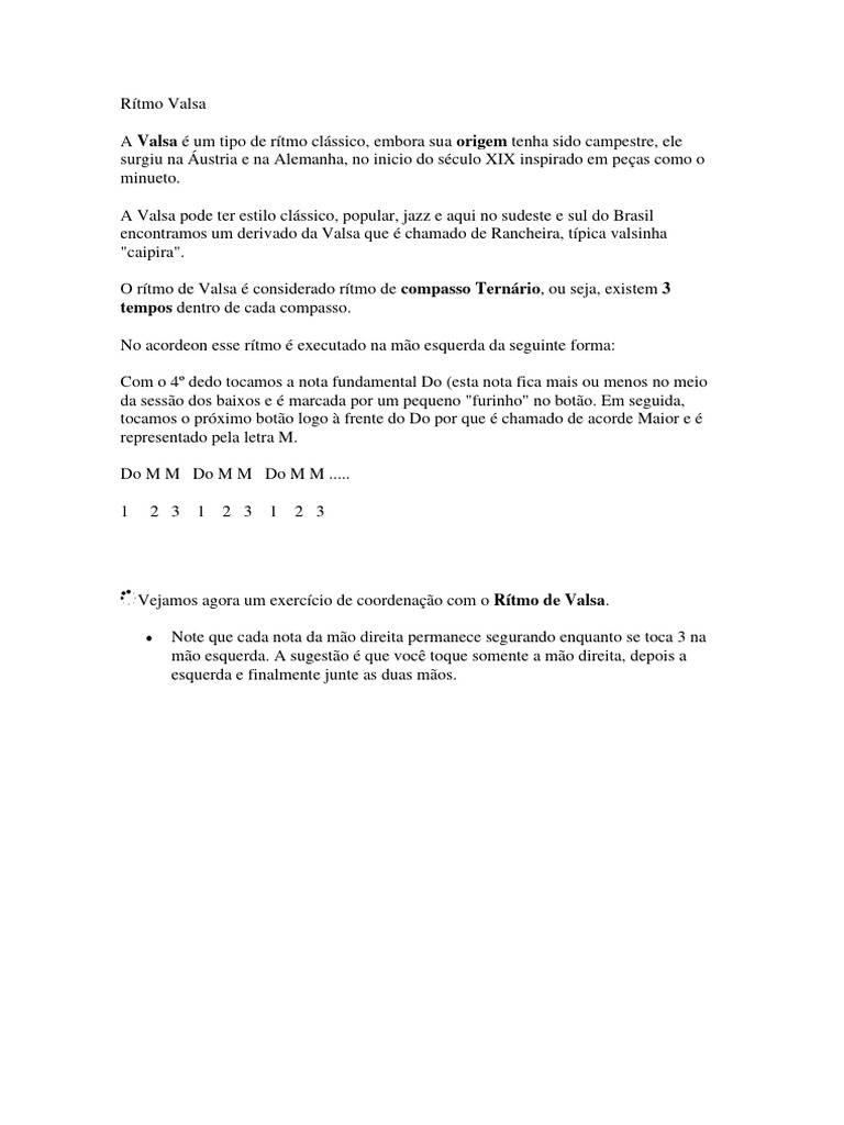 Introdução ao Rítmo de Valsa | PDF