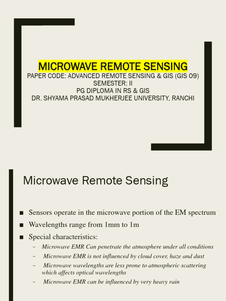 Overview of Microwave Remote Sensing | PDF | Radar | Angular Resolution