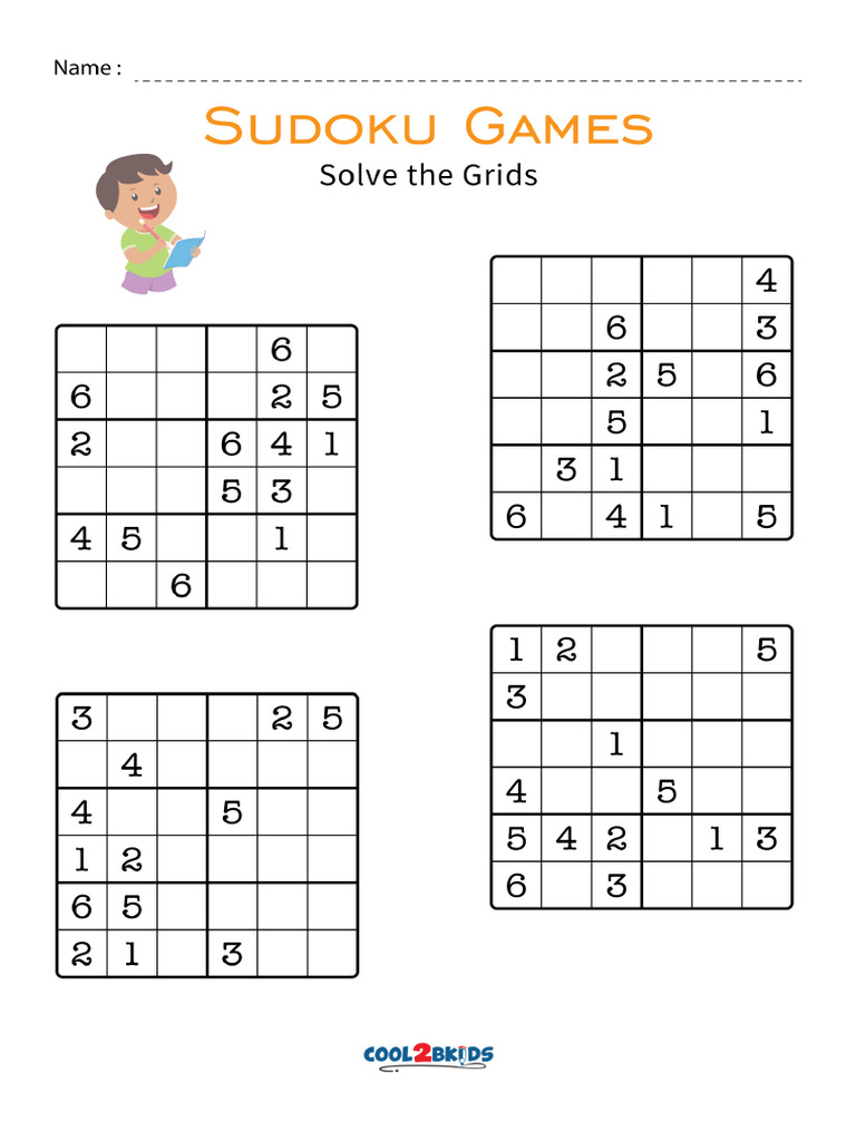 Free Printable Sudoku for Kids PDF
