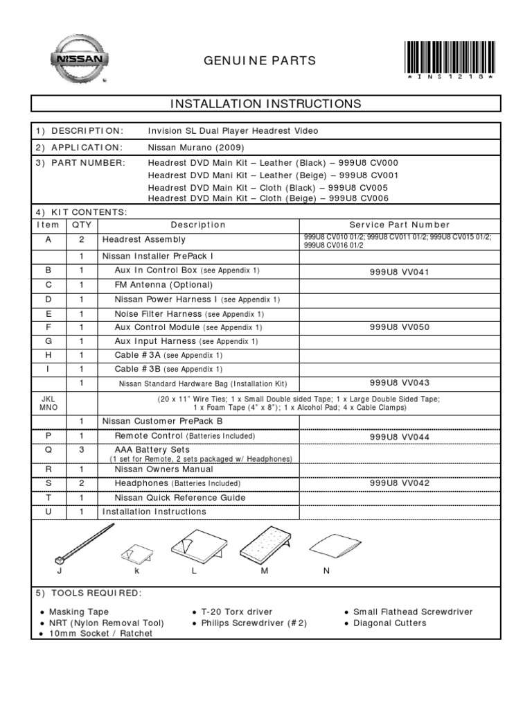 Installation Instructions: Genuine Parts | PDF | Headphones ...