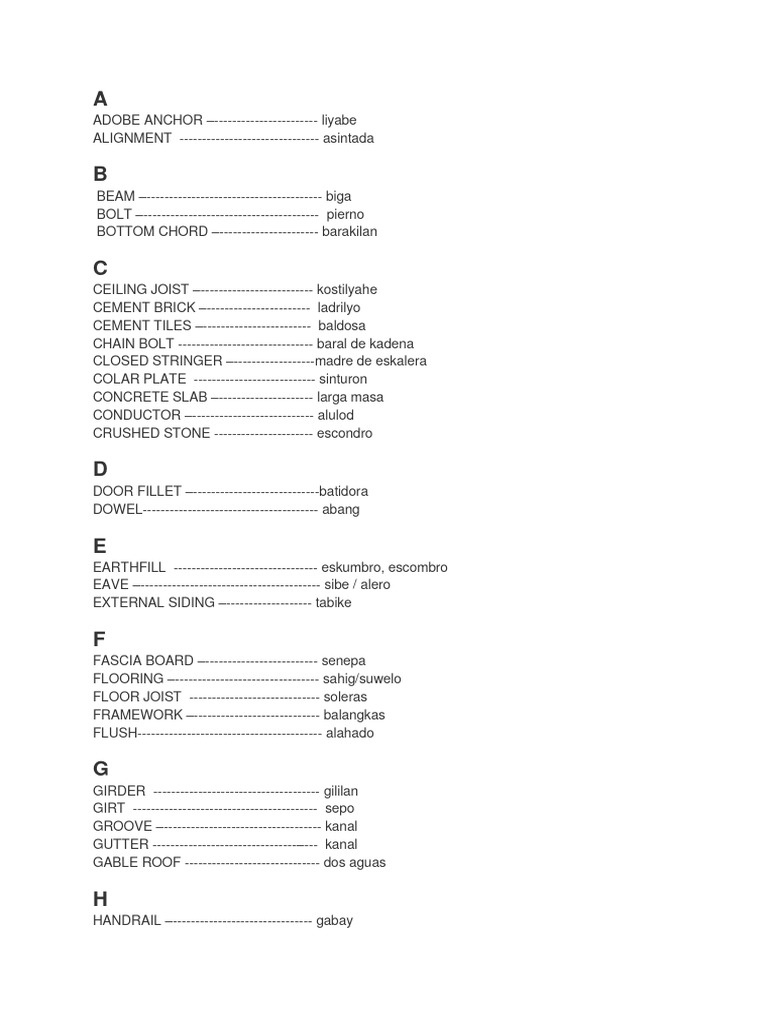 Vernacular of Construction Terms | PDF | Truss | Building Materials