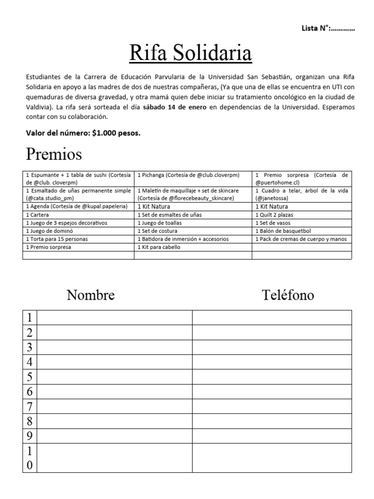 Formato Rifa | PDF
