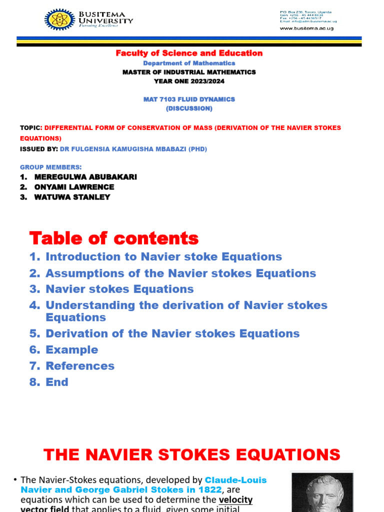 Derivation of Navier-Stokes Equations | PDF | Navier–Stokes Equations ...