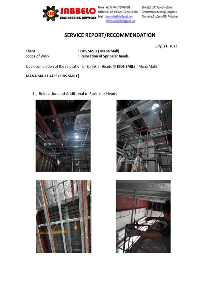 Kidsmile (MANA MALL) Relocation of Sprinkler Heads PDF