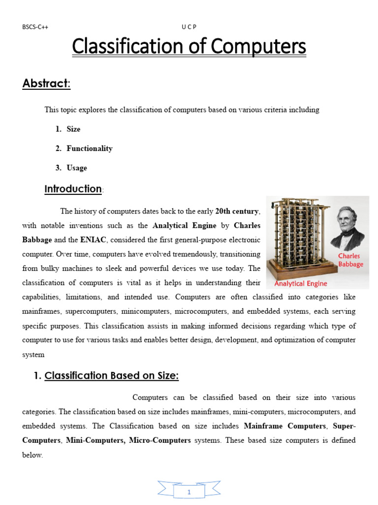 Classification of Computers | PDF | Embedded System | Mainframe Computer