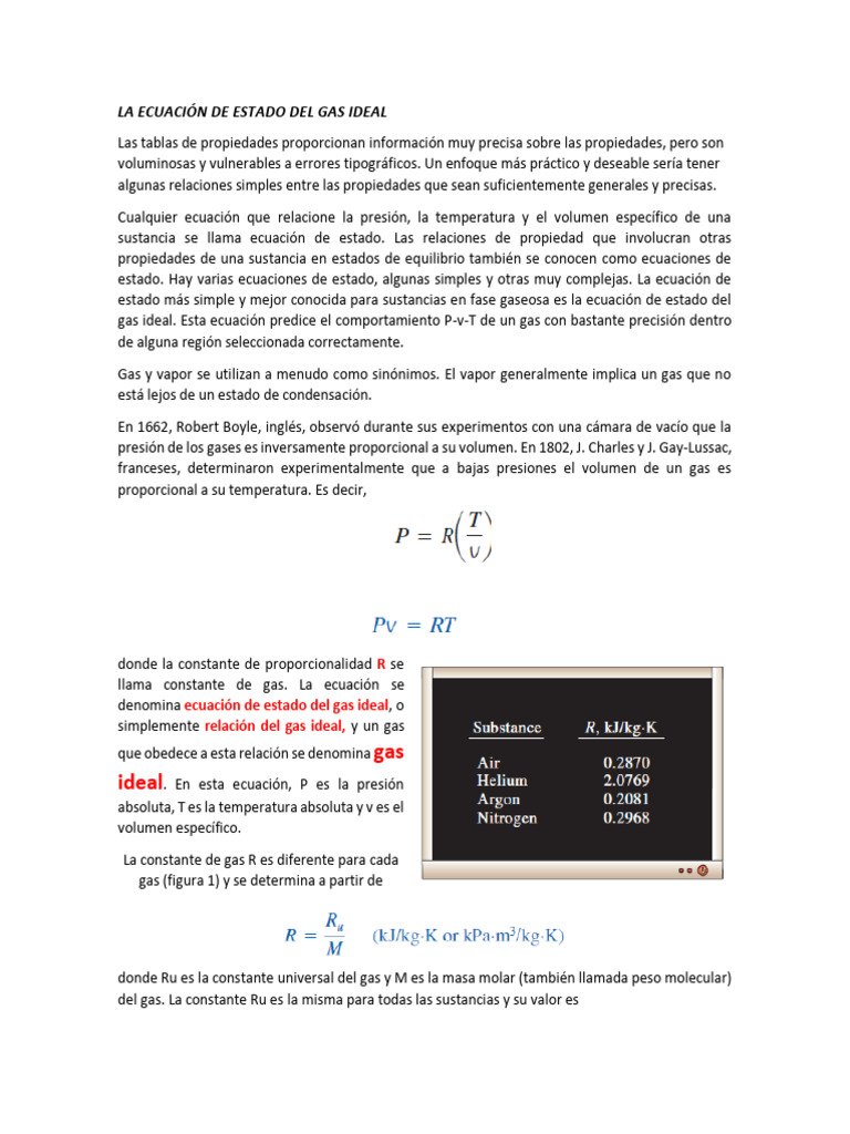 La Ecuación de Estado Del Gas Ideal | PDF | Gases | Mole (Unidad)