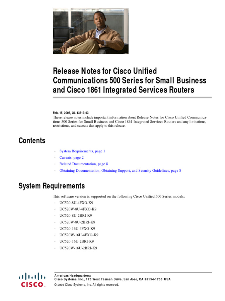 Cisco Unified 500 & 1861 Release Notes | PDF | Cisco Certifications ...