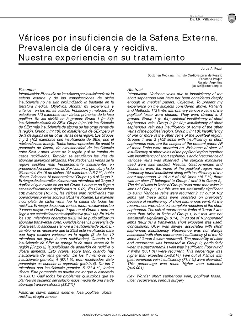 Insuficiencia de Safena Menor | PDF | Ciencia y matemáticas