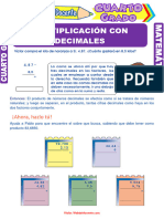 Multiplicación Con Números Decimales para Cuarto Grado de Primaria