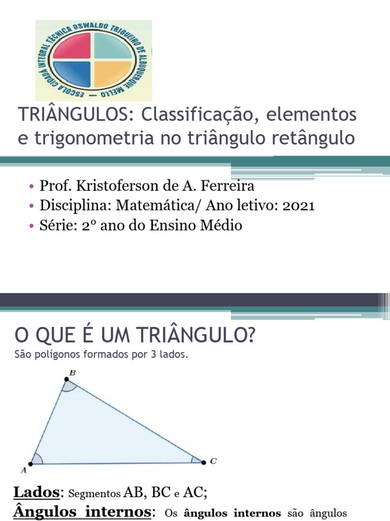 Triângulos - Definição, Elementos, Classificação e Trigonometria | PDF |  Triângulo | Trigonometria, image size:768x1024