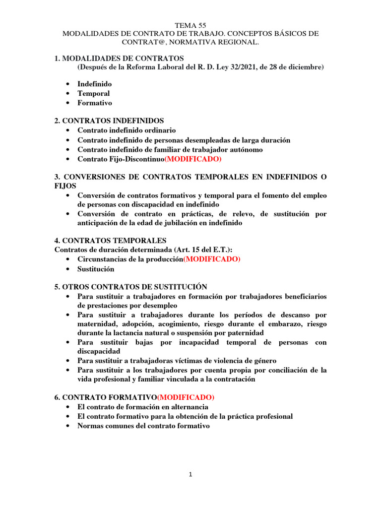 Modalidades de Contrato Laboral | PDF | Derecho laboral | Trabajo temporal