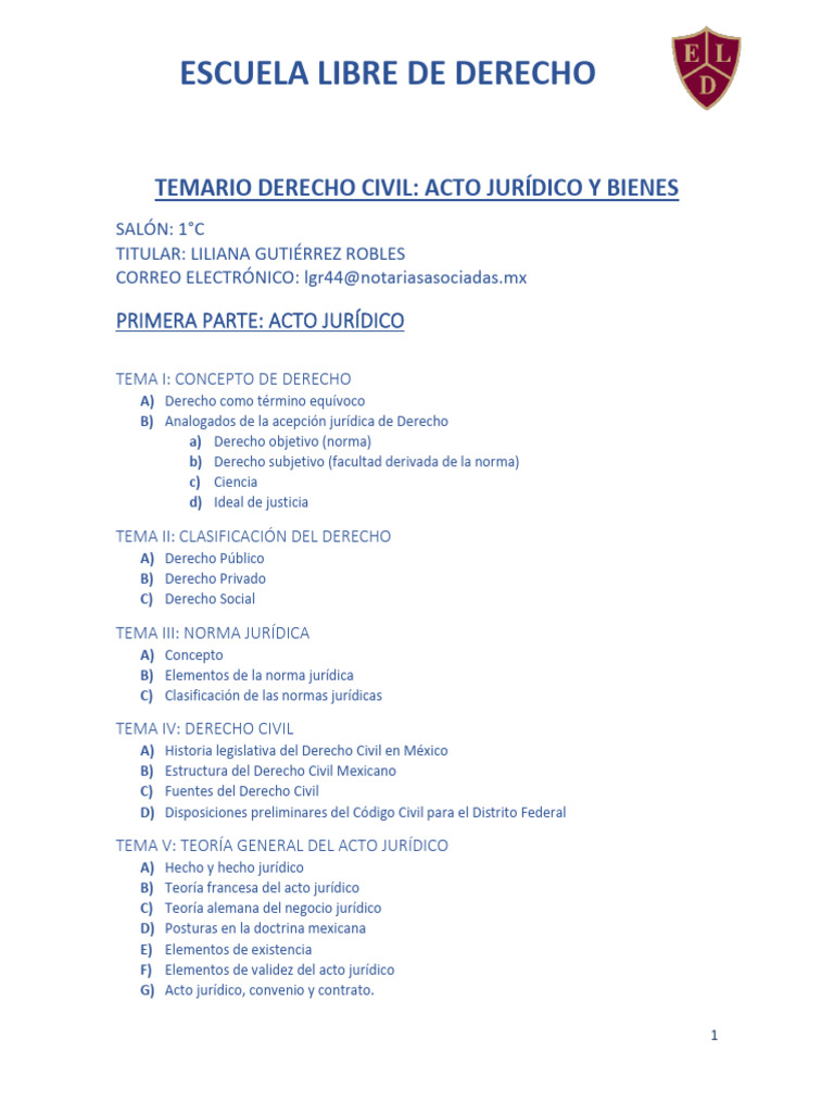 Temario de Derecho Civil y Bienes | PDF | Bienes (Ley) | Propiedad