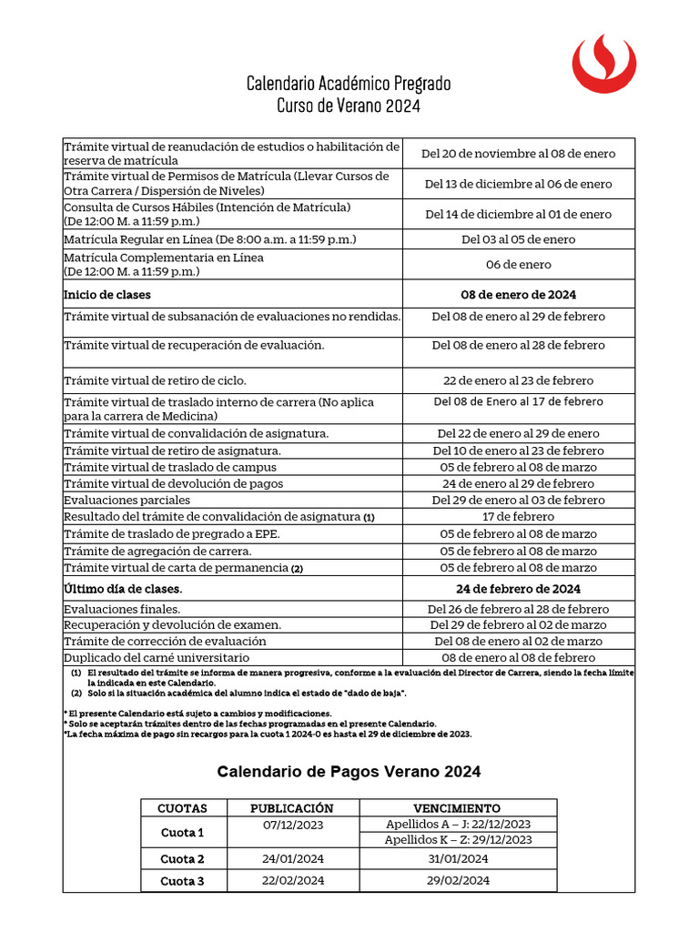 Calendario Academico AC 2024 0 | PDF