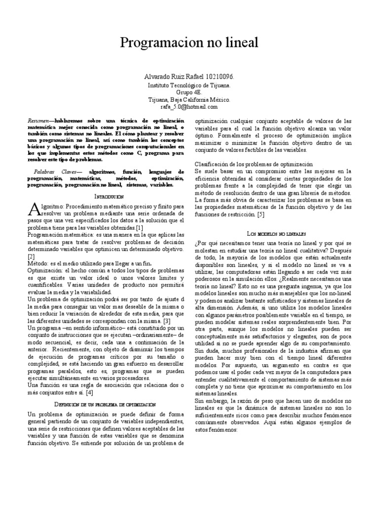 Programacion No Lineal | PDF