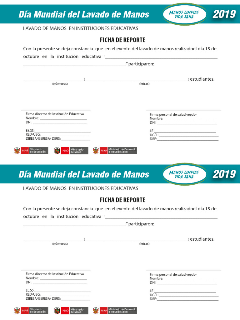 Ficha Lavado de Manos 2019 | PDF | Salud pública