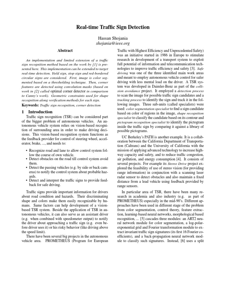 Real-time Traffic Sign Detection System | PDF | Image Segmentation ...