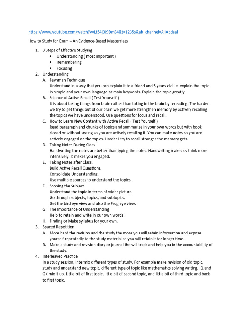 Mastering Active Recall for Exams | PDF | Recall (Memory) | Memory