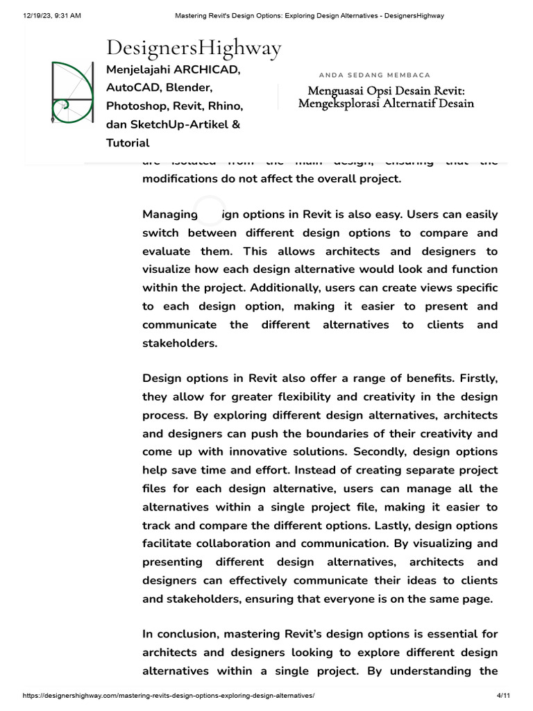 Best Practices for Revit Design Options | PDF | Autodesk Revit | Design