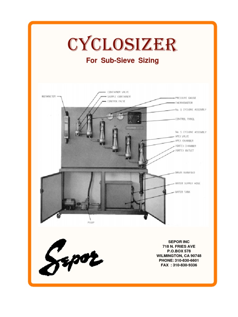 Cyclosizer for Sub-Sieve Particle Sizing | PDF | Flow Measurement ...