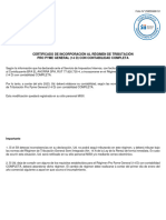 Certificado de Incorporación Al Régimen de Tributación Pro Pyme General (14 D) Con Contabilidad Completa