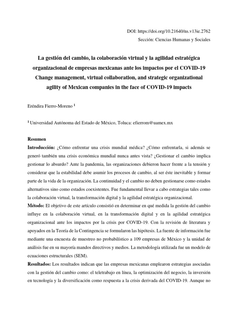 Agilidad y Cambio en Empresas Mexicanas | PDF | Modelo de negocio ...