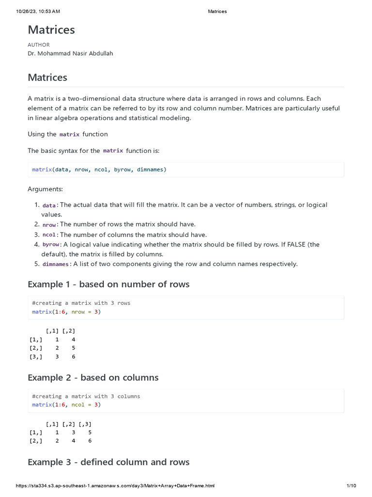 Matrices | PDF | Matrix (Mathematics) | Applied Mathematics