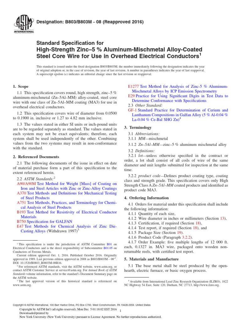 ASTM B803 2008 (Reapproved 2016) | PDF | Engineering Tolerance ...