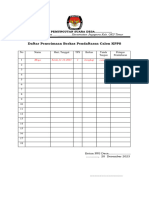 Format Daftar Penerimaan Berkas Pendaftaran Calon KPPS