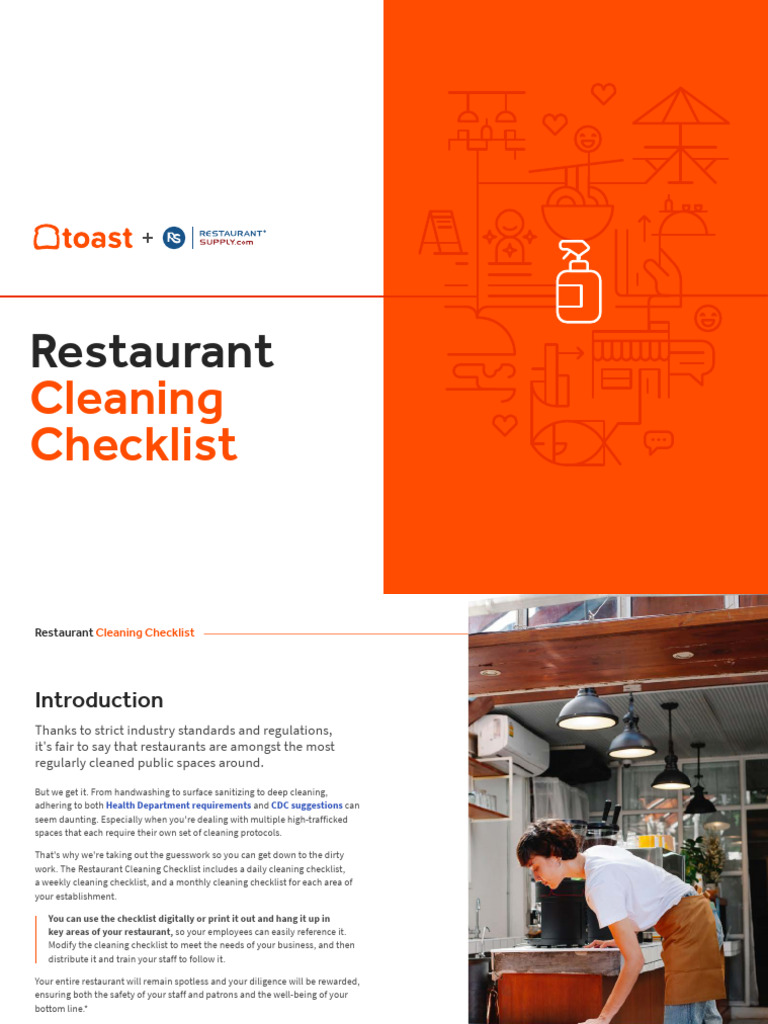 Restaurant Cleaning Checklist PDF Dishwasher Vacuum Cleaner